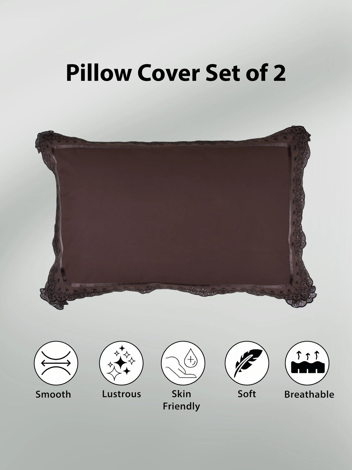 AtoZ Home Decor Cotton Lace Border Pillow Covers (Set of 1 & 2)
