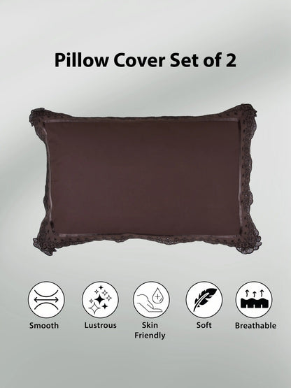 AtoZ Home Decor Cotton Lace Border Pillow Covers (Set of 1 & 2)