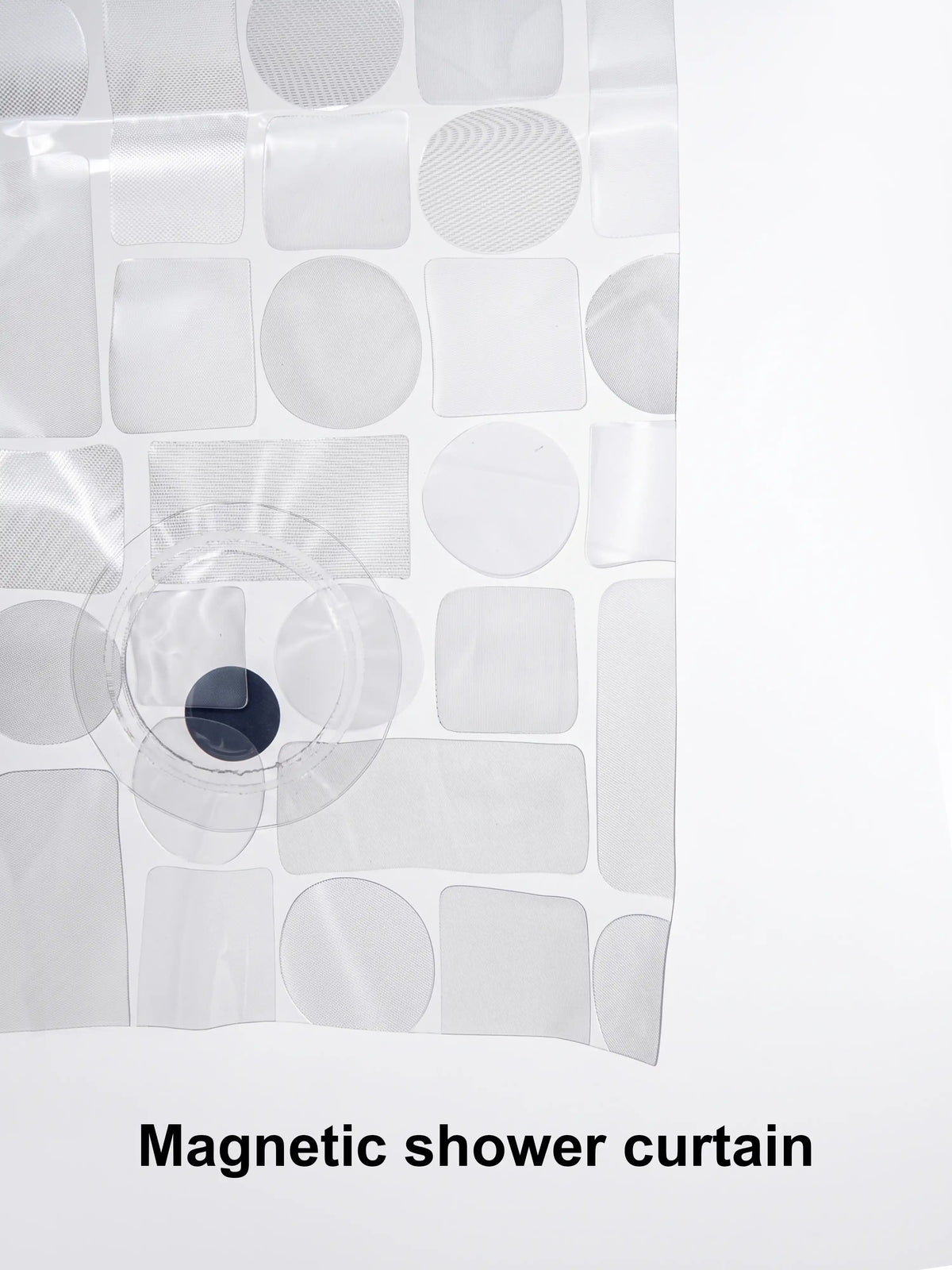 Super Living Magnetic Transparent Shower Curtain with 12 Hooks | 180x200 cm