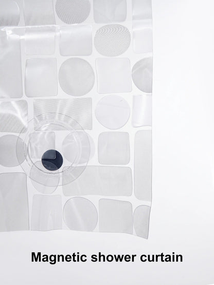 Super Living Magnetic Transparent Shower Curtain with 12 Hooks | 180x200 cm