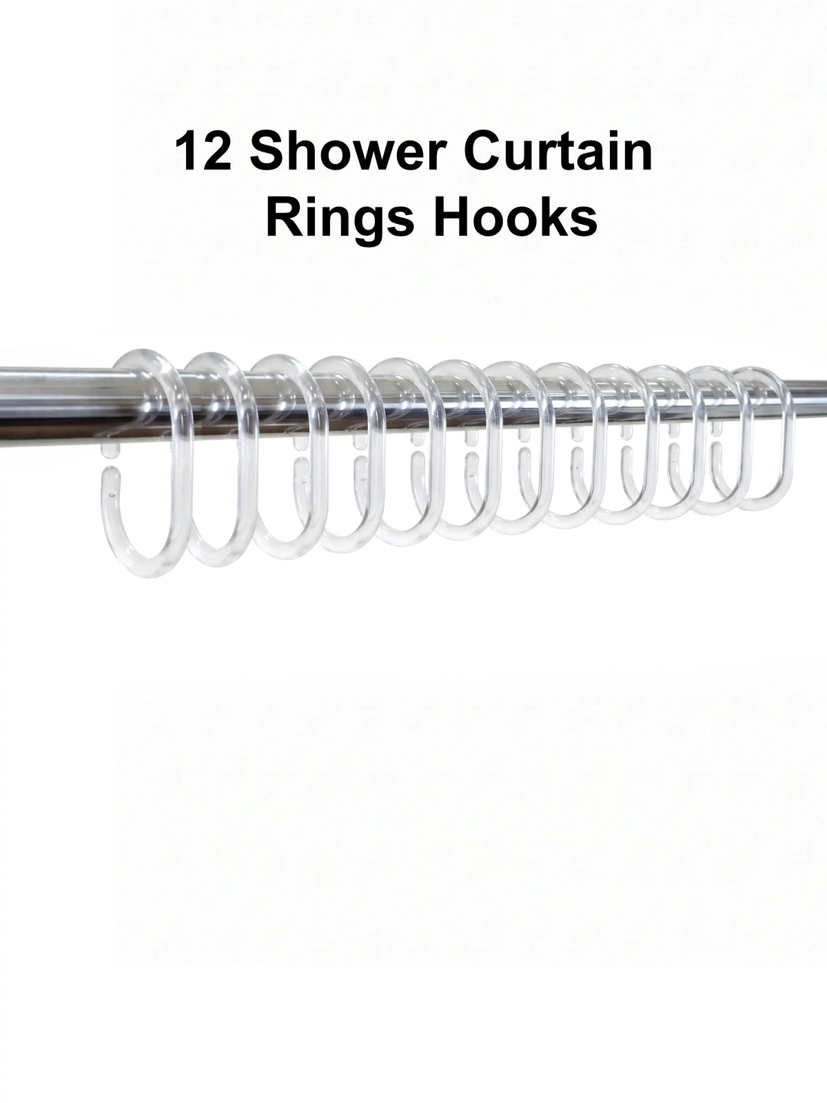Super Living Magnetic Transparent Shower Curtain with 12 Hooks | 180x200 cm