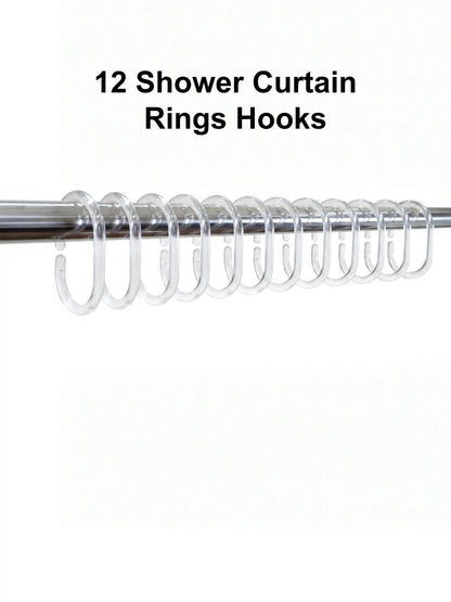 Super Living Magnetic Transparent Shower Curtain with 12 Hooks | 180x200 cm