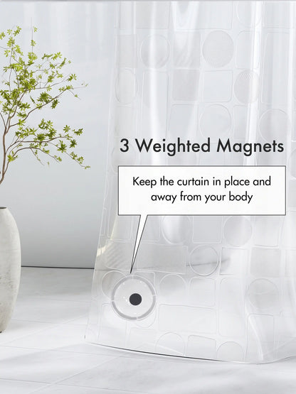 Super Living Magnetic Transparent Shower Curtain with 12 Hooks | 180x200 cm
