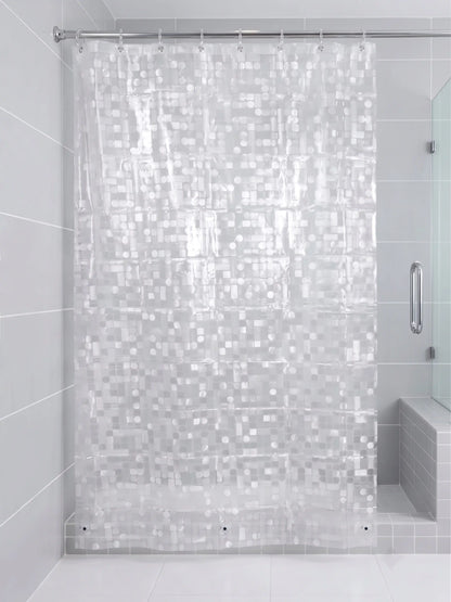 Super Living Magnetic Transparent Shower Curtain with 12 Hooks | 180x200 cm