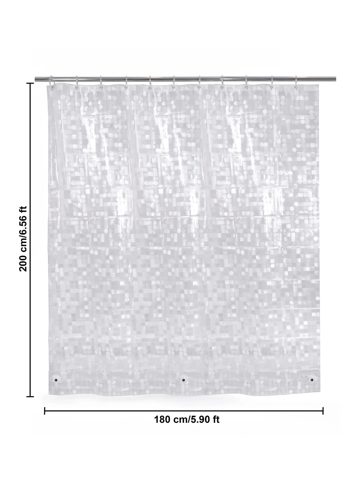Super Living Magnetic Transparent Shower Curtain with 12 Hooks | 180x200 cm