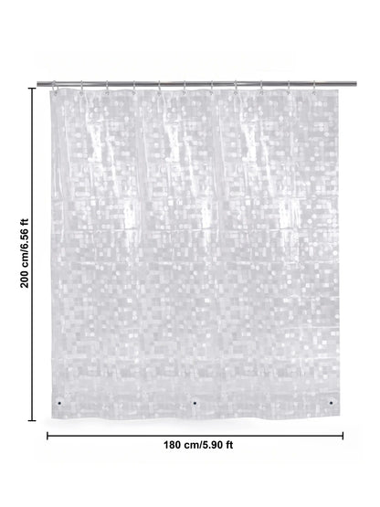 Super Living Magnetic Transparent Shower Curtain with 12 Hooks | 180x200 cm