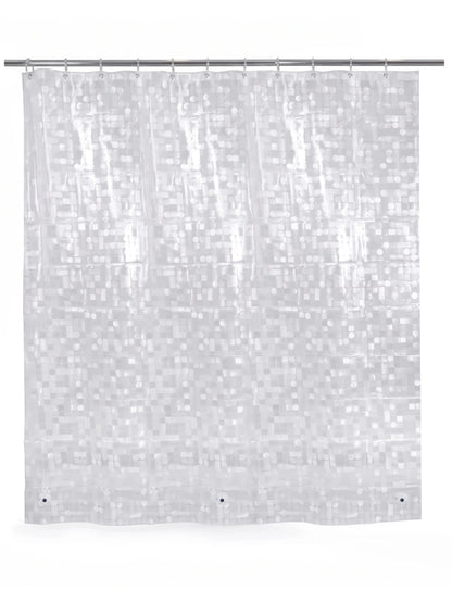 Super Living Magnetic Transparent Shower Curtain with 12 Hooks | 180x200 cm