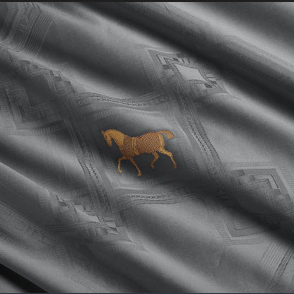 Royal Jacquard Super King Bedsheet Set with Horse Motif | 100% Egyptian Cotton