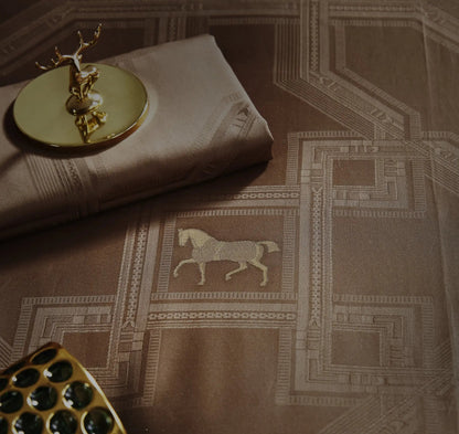 Royal Jacquard Super King Bedsheet Set with Horse Motif | 100% Egyptian Cotton