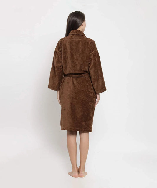 Womens Cotton Bathrobe – Soft Velour, Shawl Collar