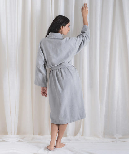 Unisex Cotton Bathrobe – Soft Velour, Shawl Collar