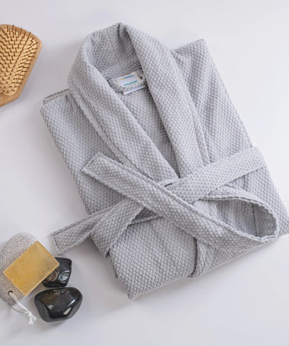 Unisex Cotton Bathrobe – Soft Velour, Shawl Collar