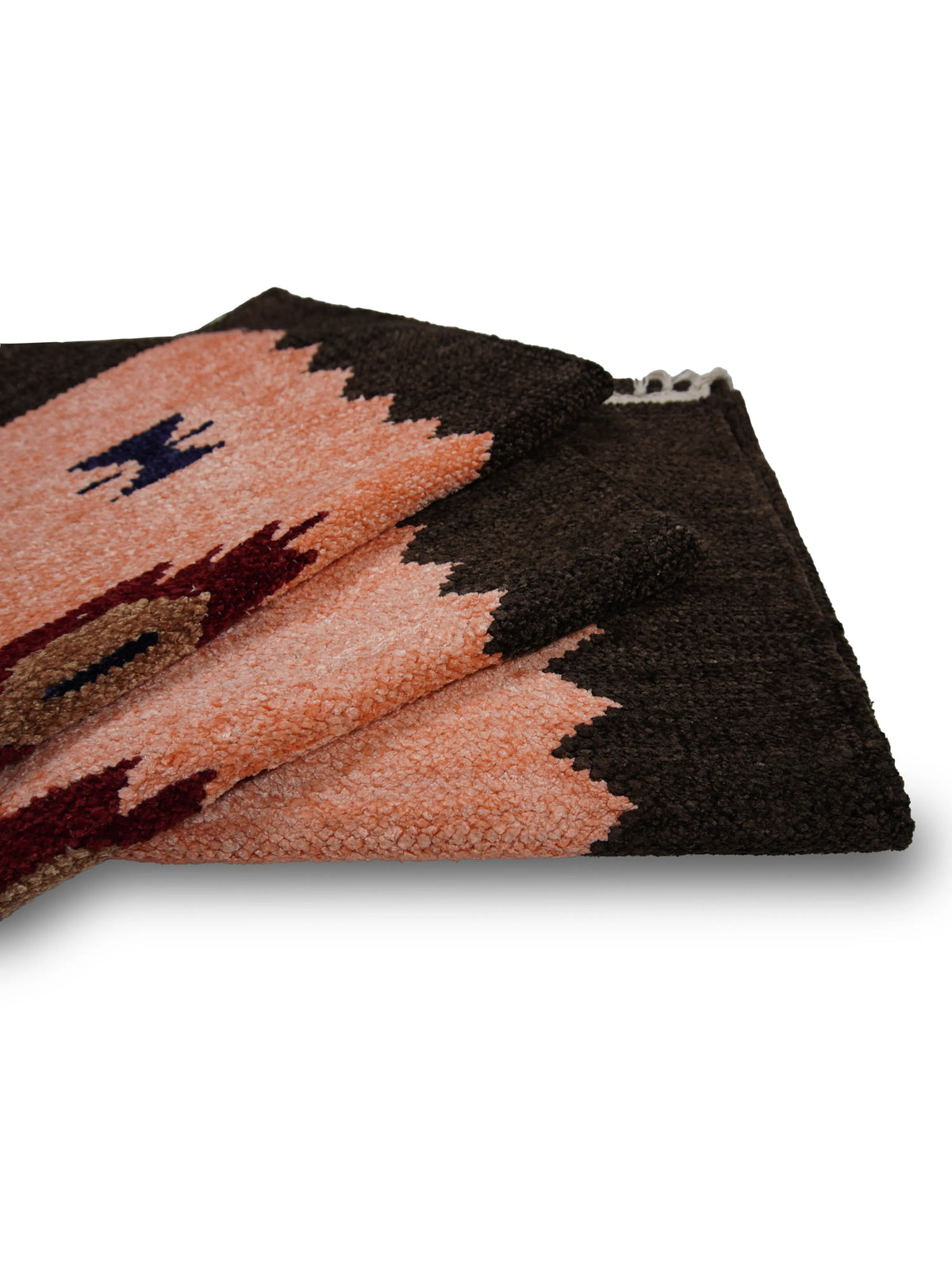 Atoz Home Decor Traditional Geometric Cotton Chenille Runner and Mat Set Of 3|Beige-Brown & Orange-Brown