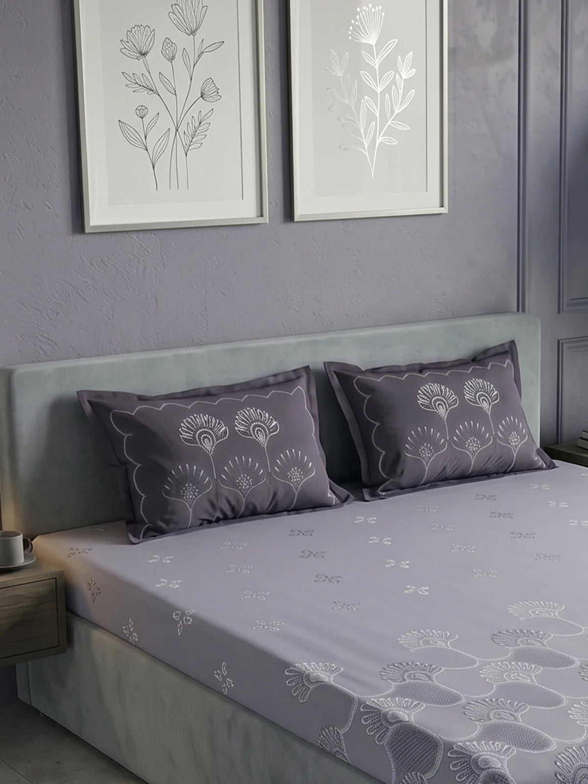 Soft Feel, Paisley Floral King Bed Sheet Set with 2 Pillow Cases – 100% Cotton (300 TC)