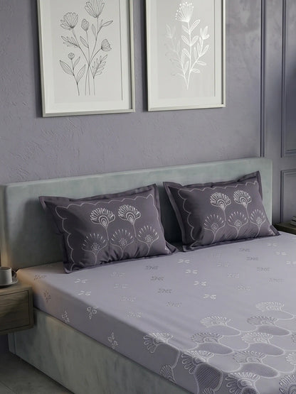 Soft Feel, Paisley Floral King Bed Sheet Set with 2 Pillow Cases – 100% Cotton (300 TC)