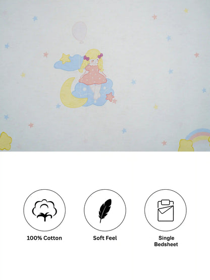 Kids Moon Cartoon Single Bedsheet Set
