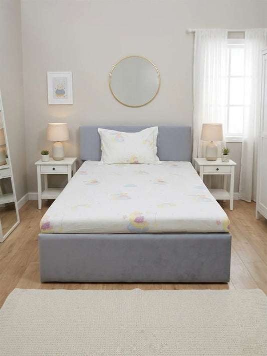 Kids Moon Cartoon Single Bedsheet Set