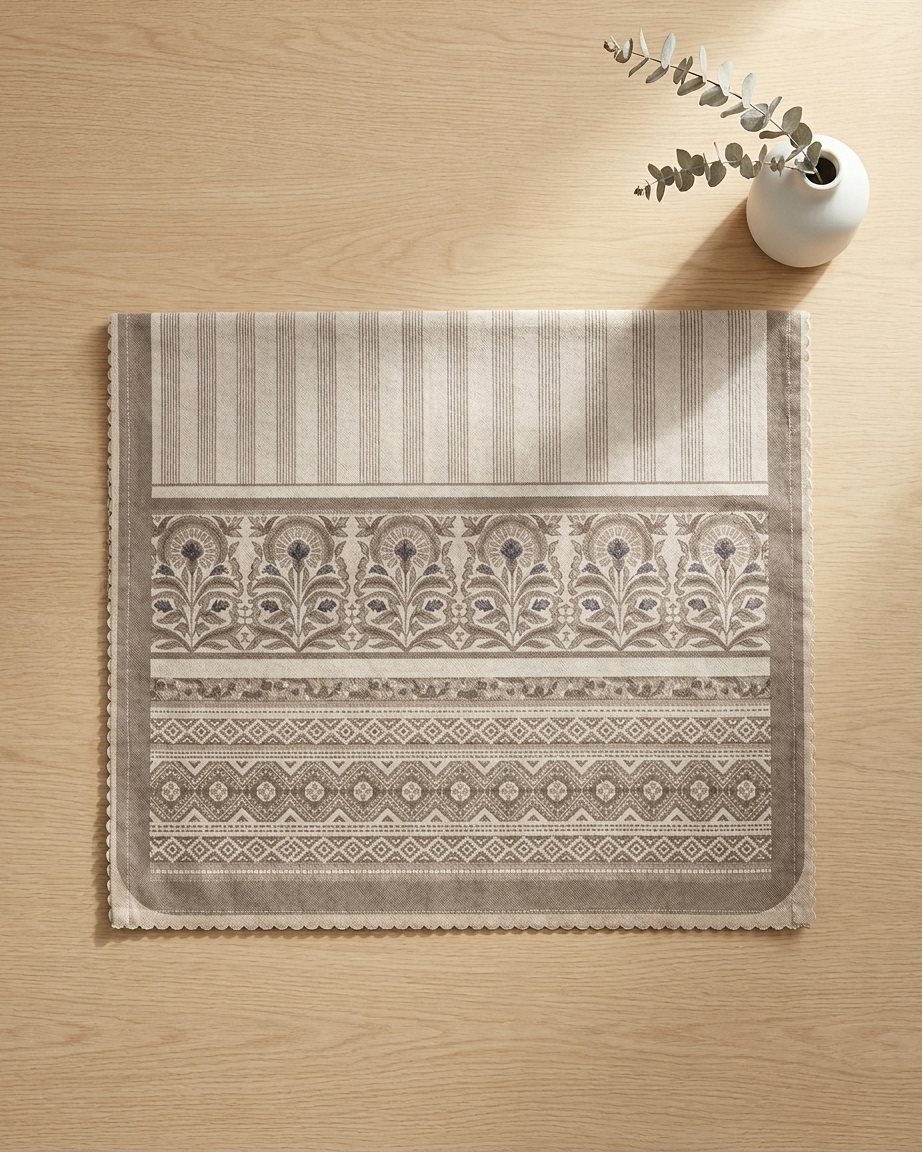 Beige Printed Cotton Sofa Slipover Cover Set | 3-Seater & 5-Seater