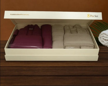 Metropolis Luxury 100% Cotton Couple Bathrobe Set with Slippers