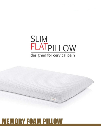 Metropolis Slim Flat Memory Foam Pillow (46 x 49 cm) – Low-Profile Ergonomic Cervical & Neck Pain Relief Pillow