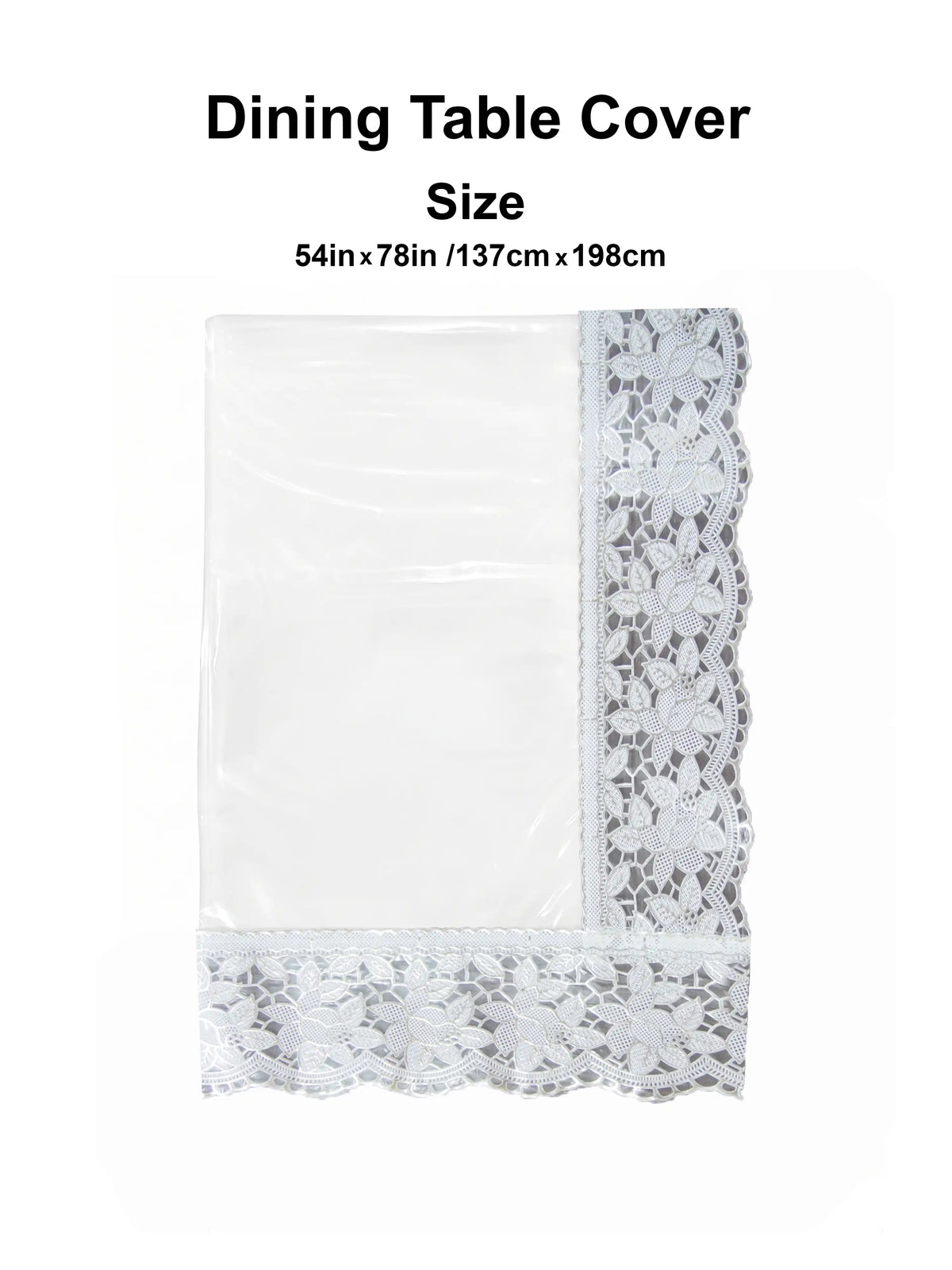 Freelance Tuscany Transparent Plastic Table Cover with White Lace edges | 54x78 inches