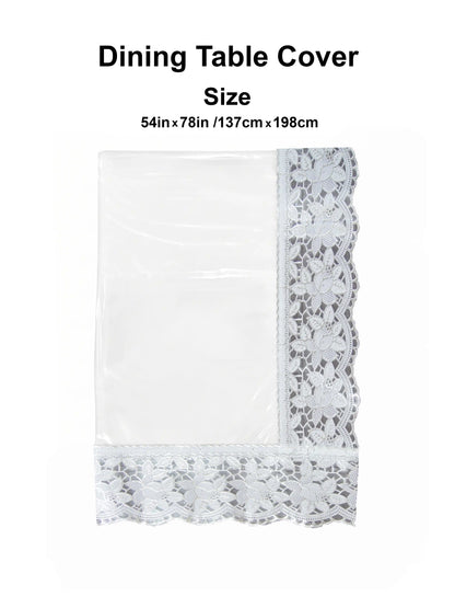 Freelance Tuscany Transparent Plastic Table Cover with White Lace edges | 54x78 inches