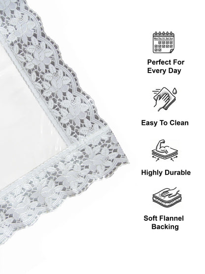 Freelance Tuscany Transparent Plastic Table Cover with White Lace edges | 54x78 inches