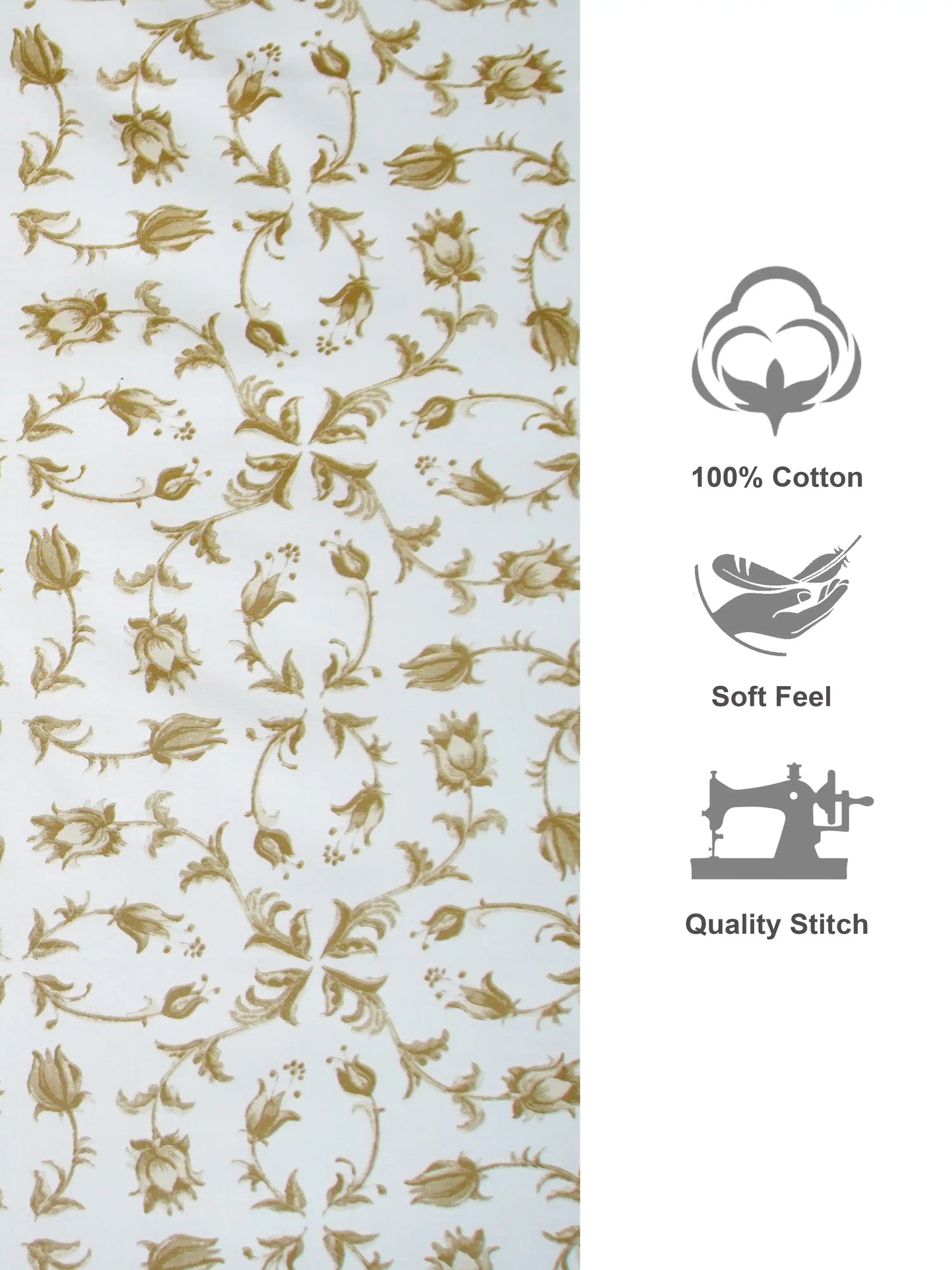 Classic Taupe Floral Cotton Double Bedsheet Set