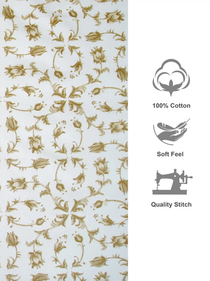 Classic Taupe Floral Cotton Double Bedsheet Set
