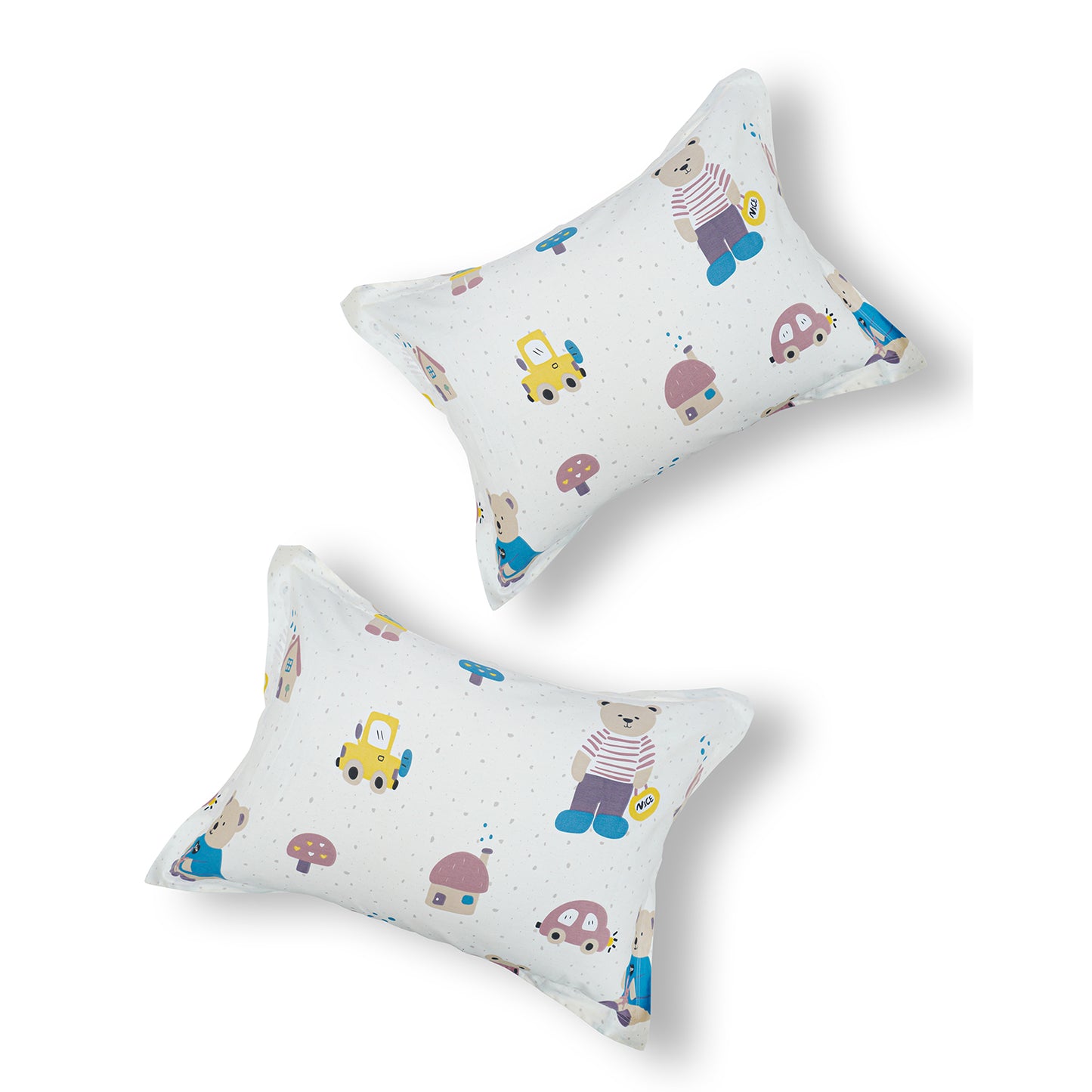 Teddy and Car Kids Cotton Bedsheet Set